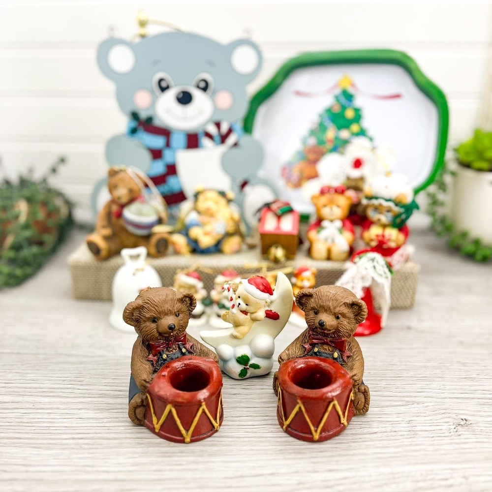 Vintage Teddy Bear Christmas Ornaments: 18-Piece Holiday Decor Set